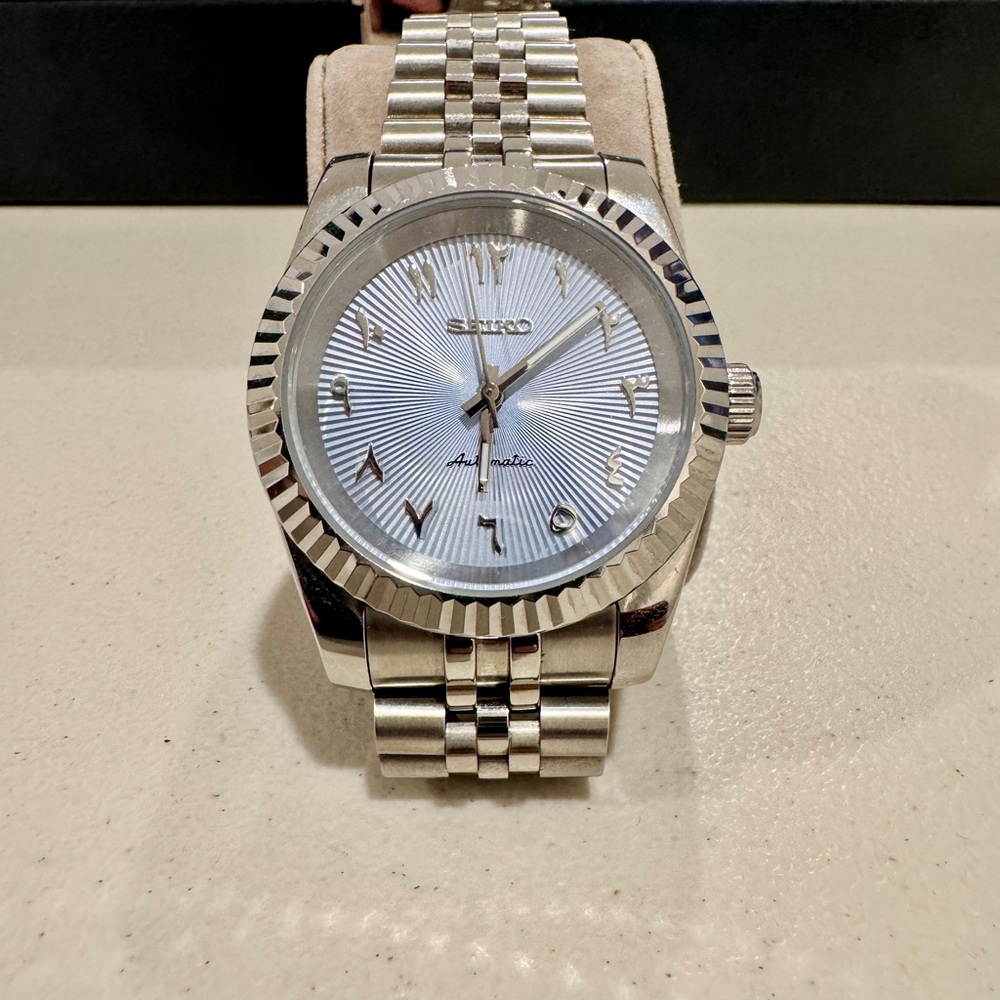 Seiko Silver Watch with Jubilee Bracelet and Fluted Bezel